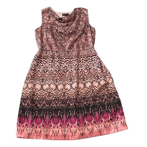 Dana Buchman Abstract Print Draped Sleeveless Dress Medium - Picture 11 of 16